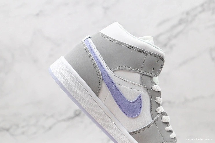 Grey BQ6472-105 Jordan 1 Mid Aluminum (W) - Wolf 0509